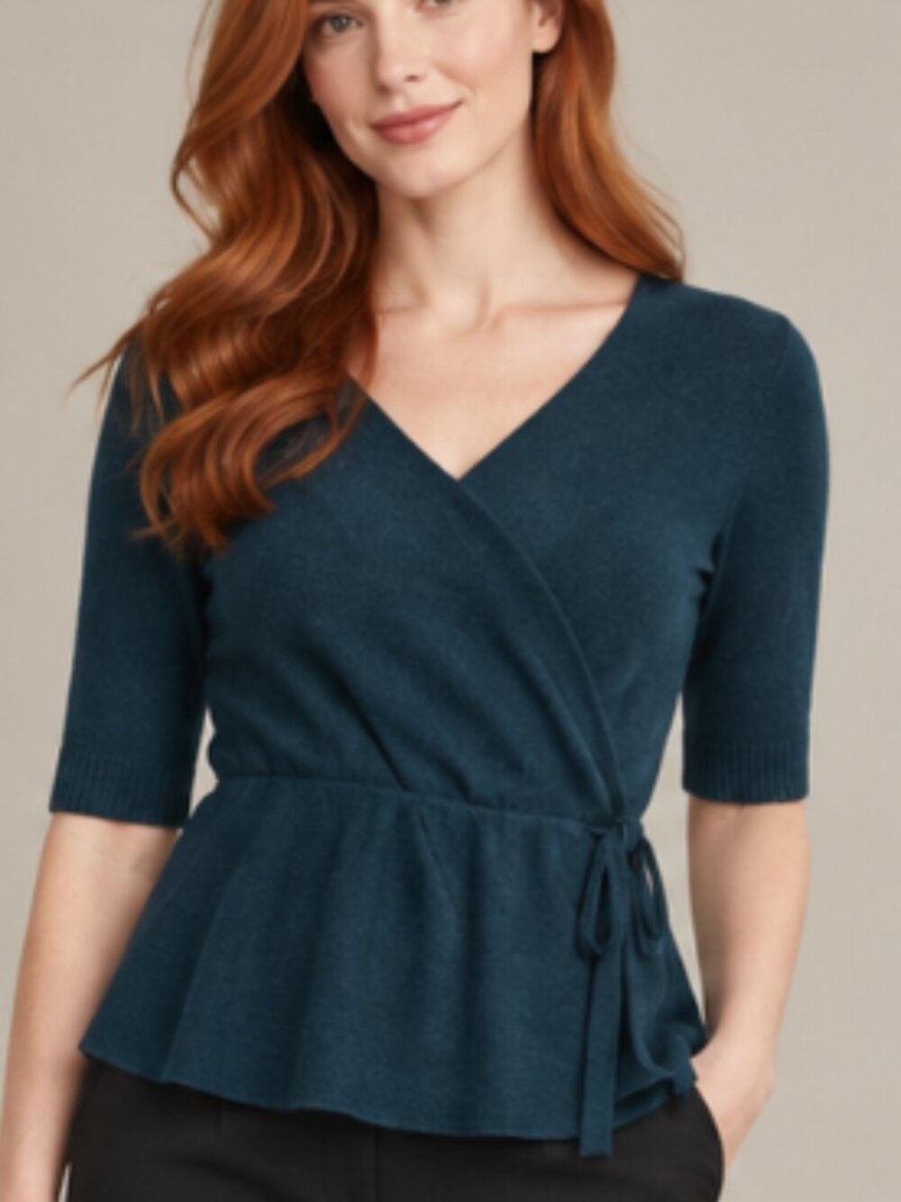 House of Bruar 100% Cashmere Ballet Wrap Sweater Emerald Green Ruffle Munrospun